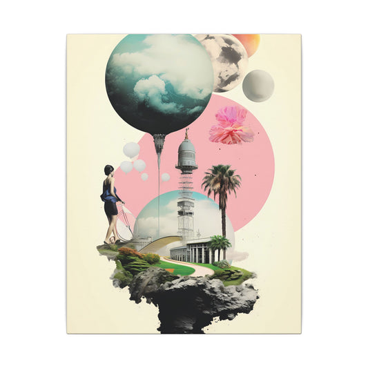 Dreamscape Explorer Canvas Art: Floating Worlds Collage