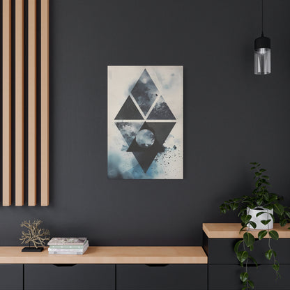 Geometric Galaxy Canvas Wall Art — Abstract Triangle Moon Print