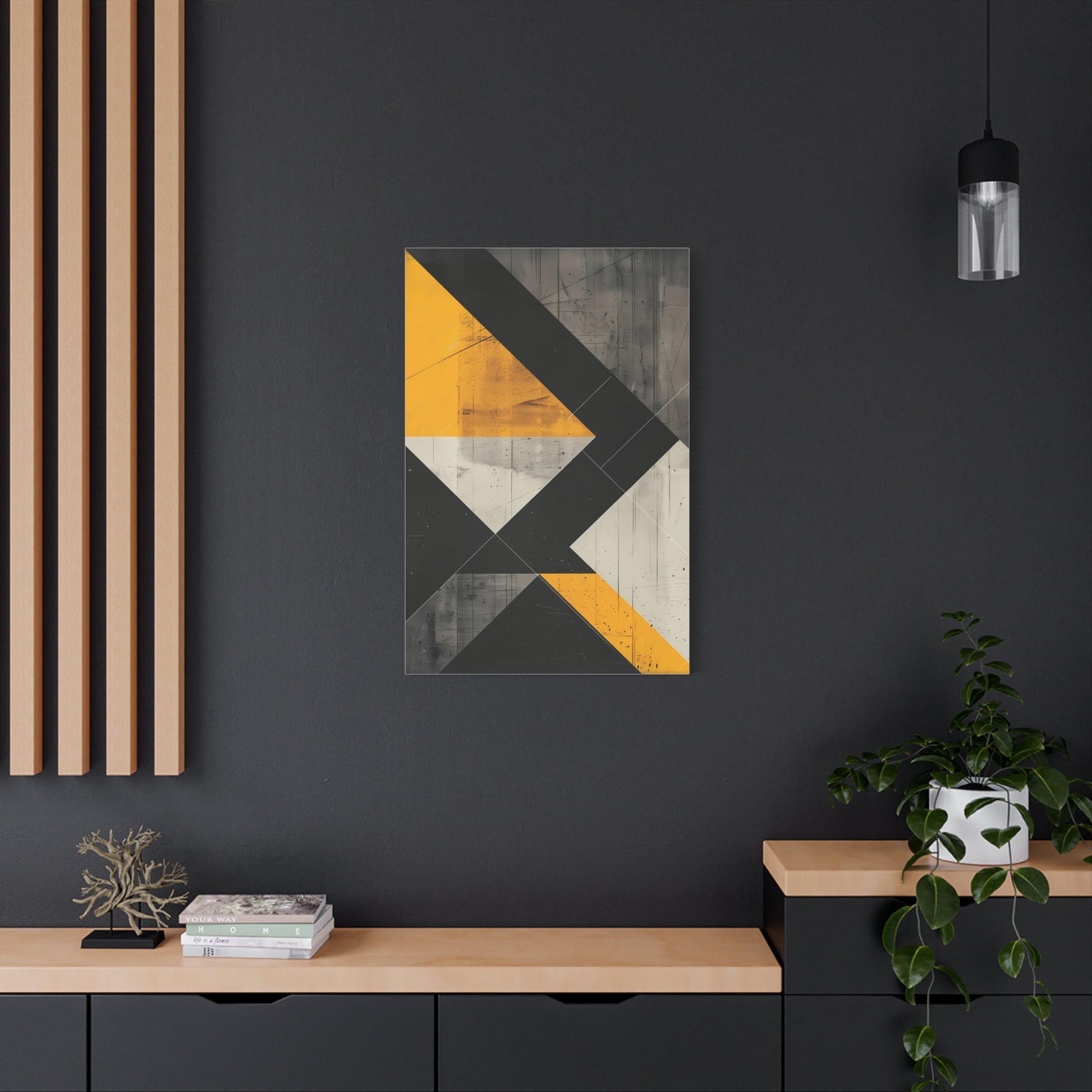 Golden Angles — Modern Yellow Geometric Abstract Wall Art