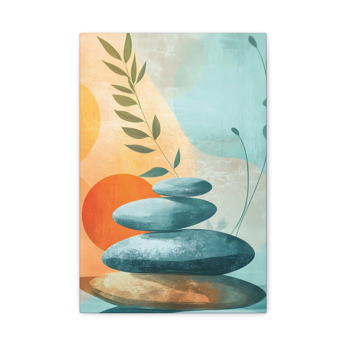 Zen Stack Abstract Canvas Wall Art — Tranquil Stones & Sun Matte Stretched Canvas
