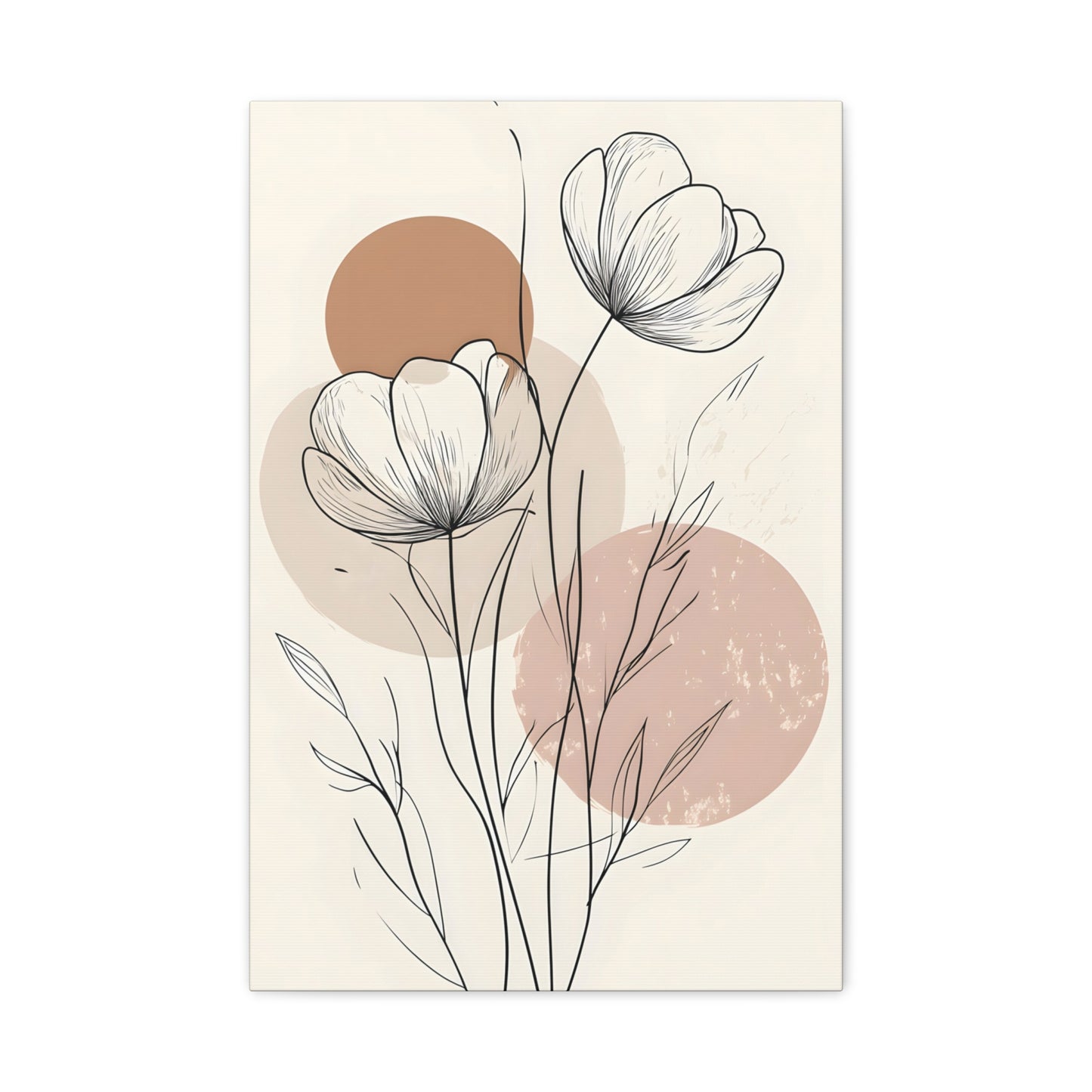 Neutral Floral Line Art Canvas Print — Minimal Poppy Wall Decor