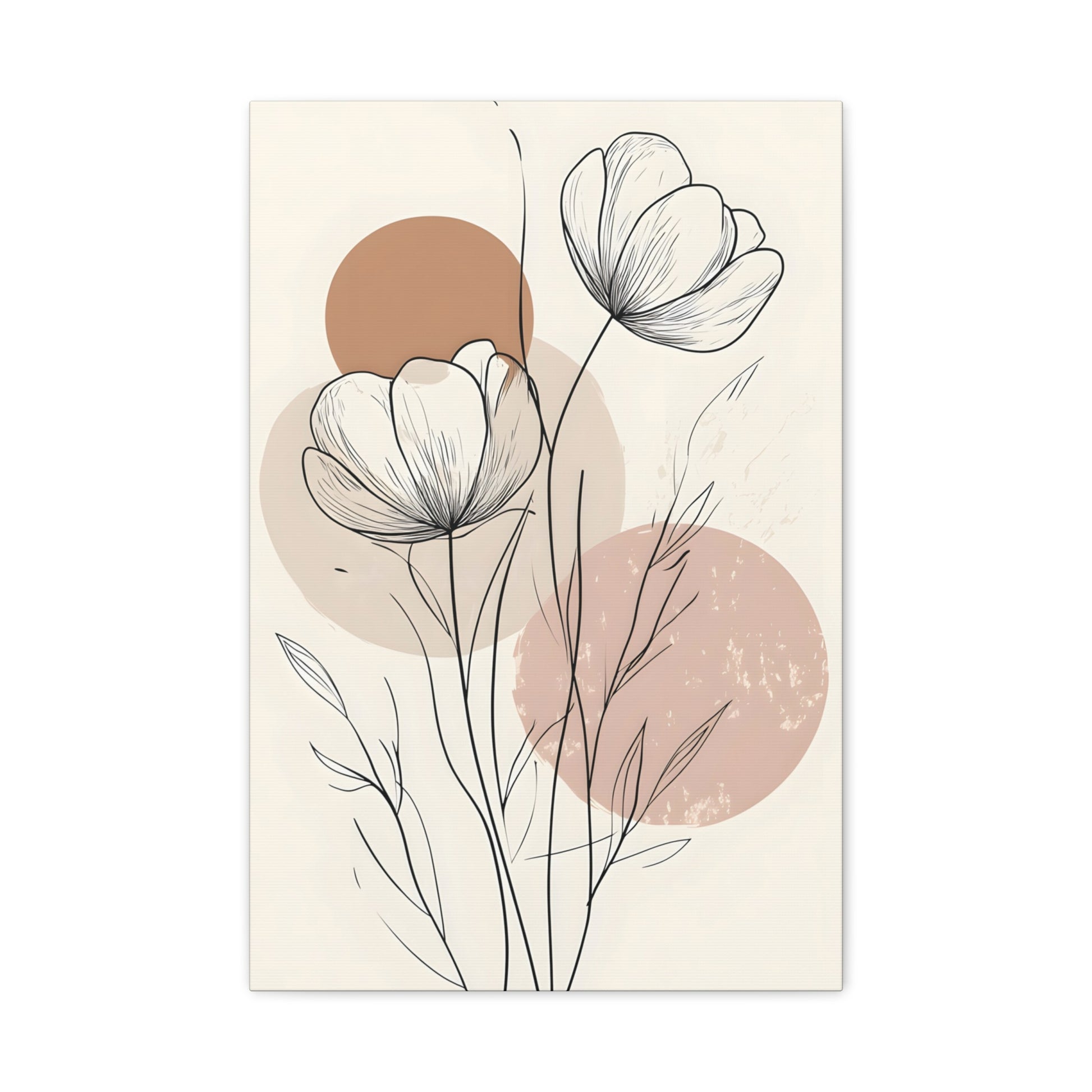 Neutral Floral Line Art Canvas Print — Minimal Poppy Wall Decor