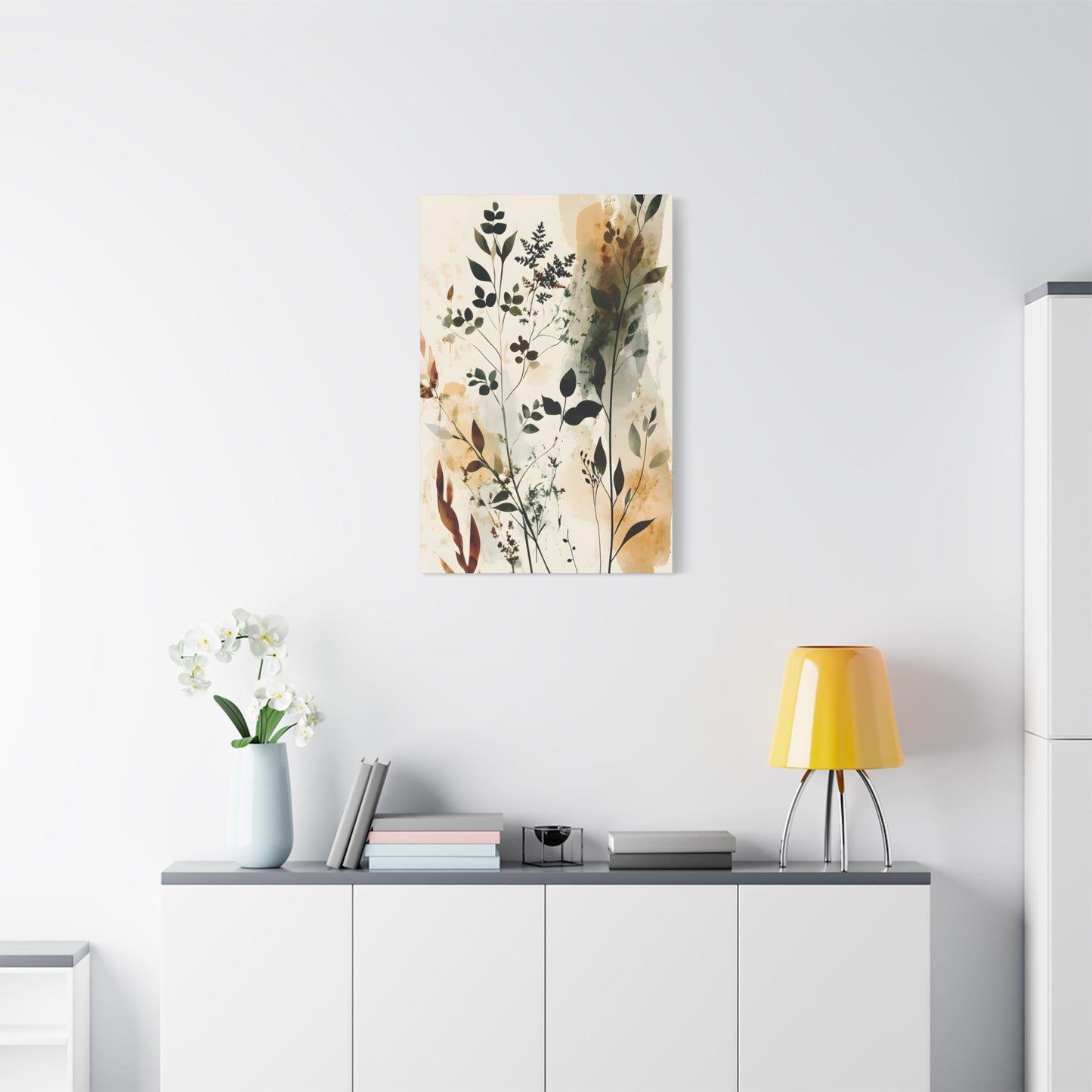 Botanical Watercolor Canvas Print — Neutral Floral Wall Art