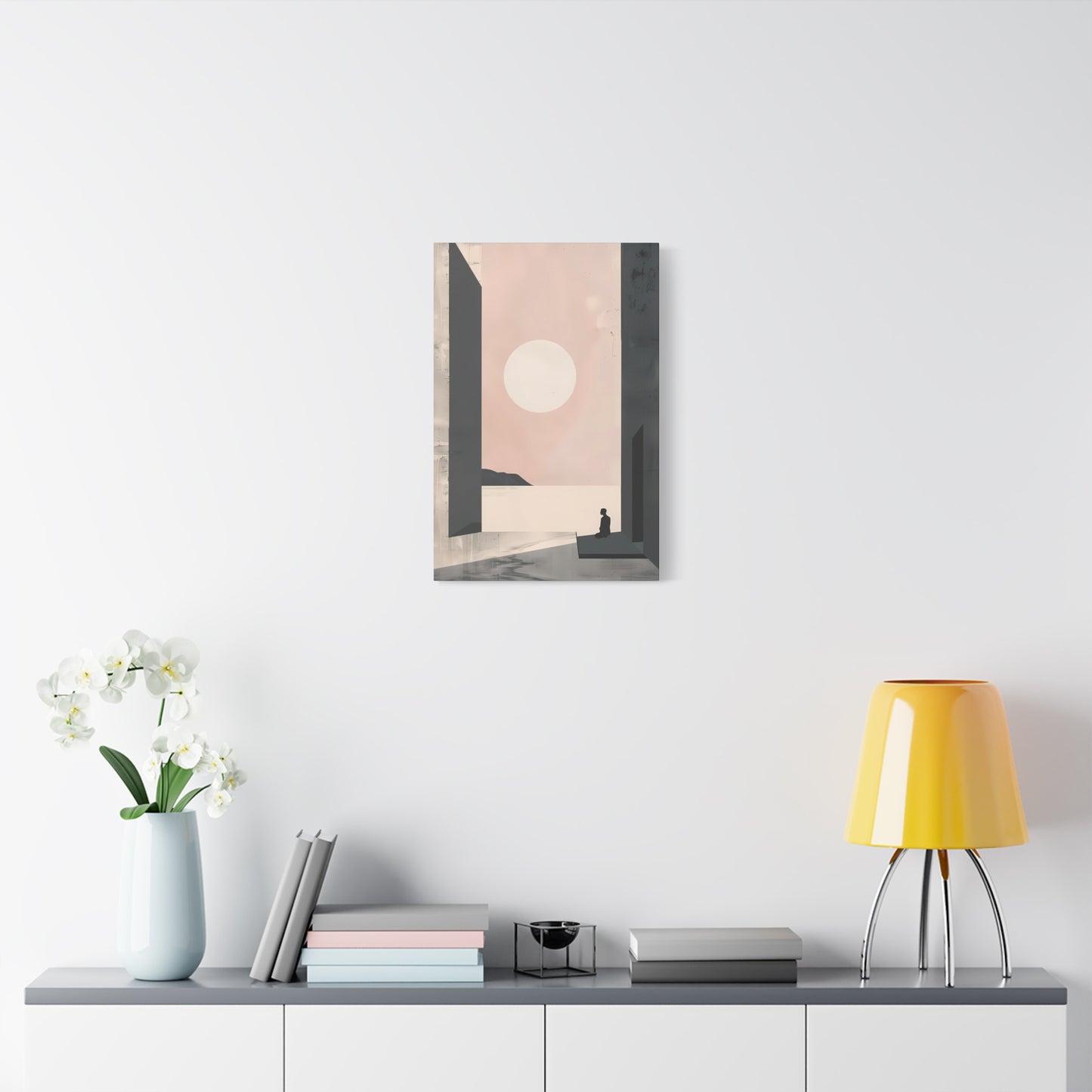 Serene Sunset Minimalist Canvas Art — Meditation Seascape Matte Stretched Print
