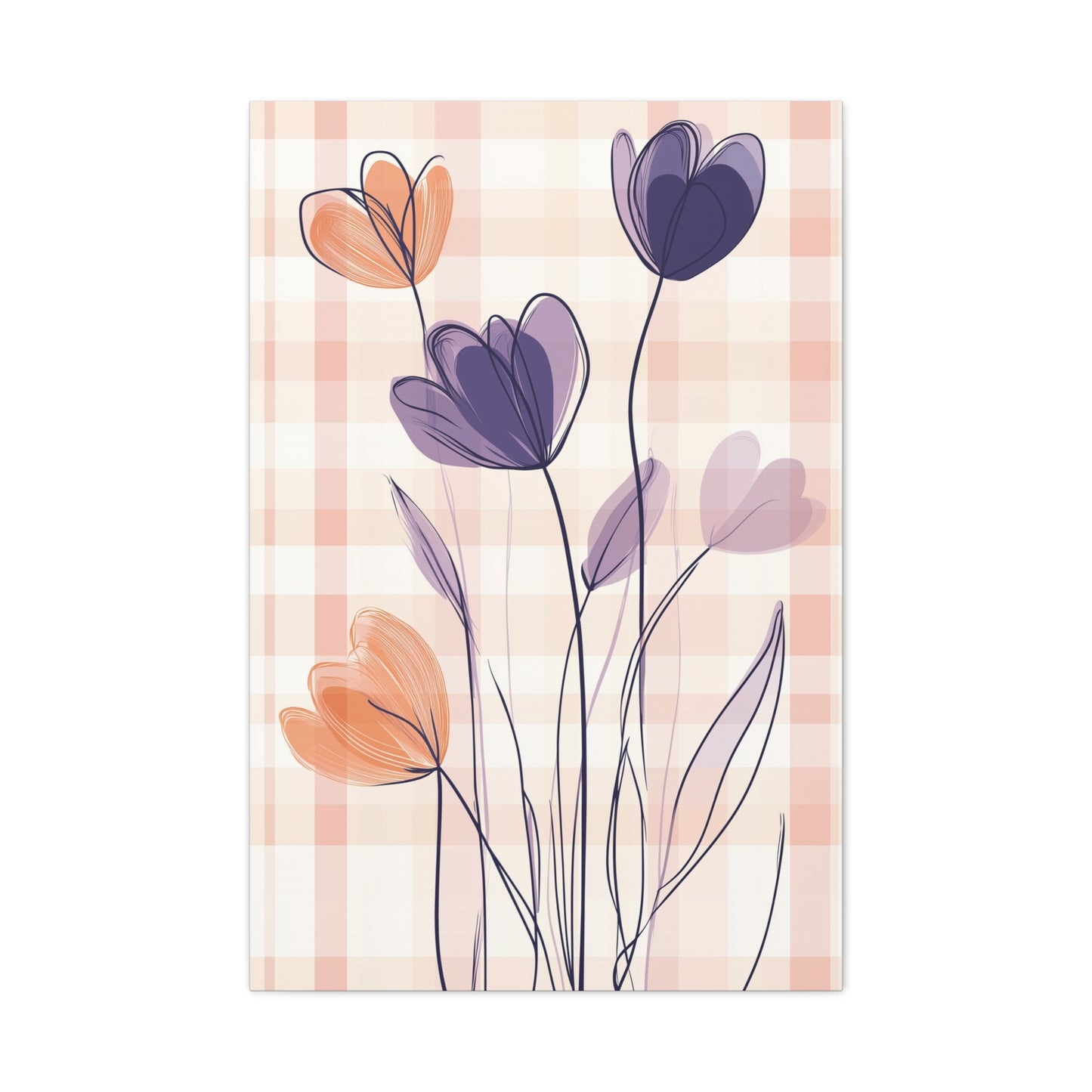 Plaid Garden — Abstract Floral Line Art Print