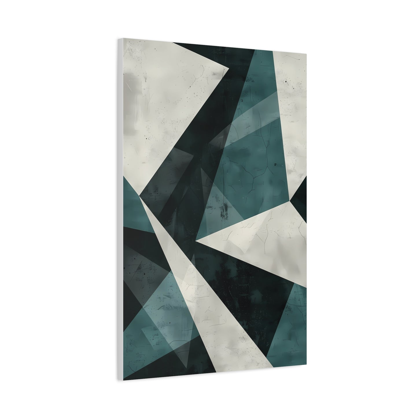 Fractured Teal — Abstract Geometric Art Print