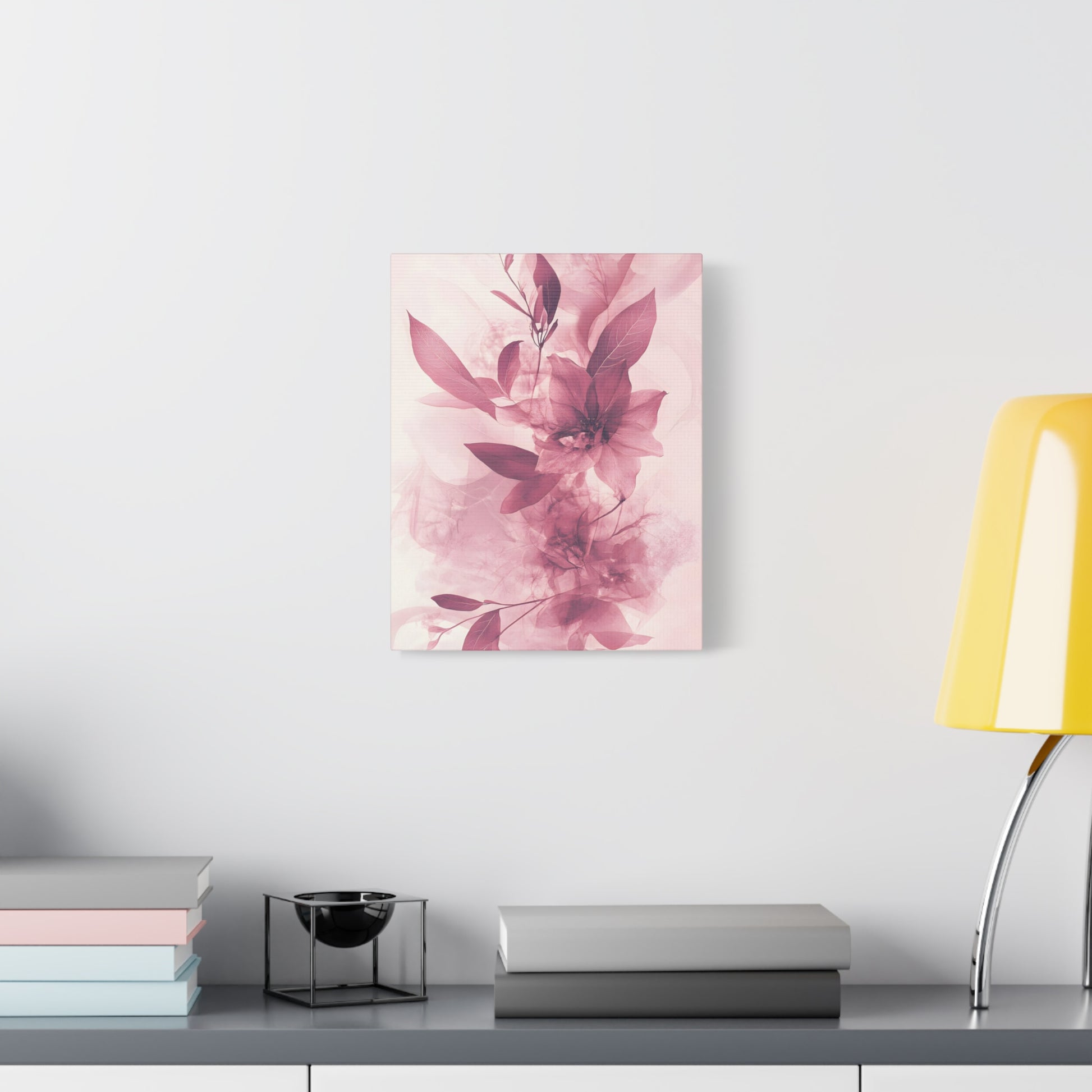 Blush Floral Canvas Wall Art — Pink Botanical Matte Stretched Canvas