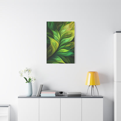 Leafy Green Matte Canvas Art Print, Nature Wall Decor