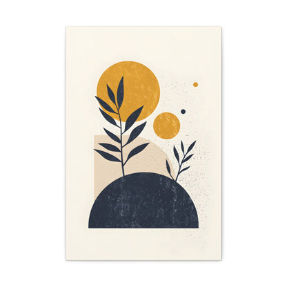 Minimalist Sun and Leaves Illustration