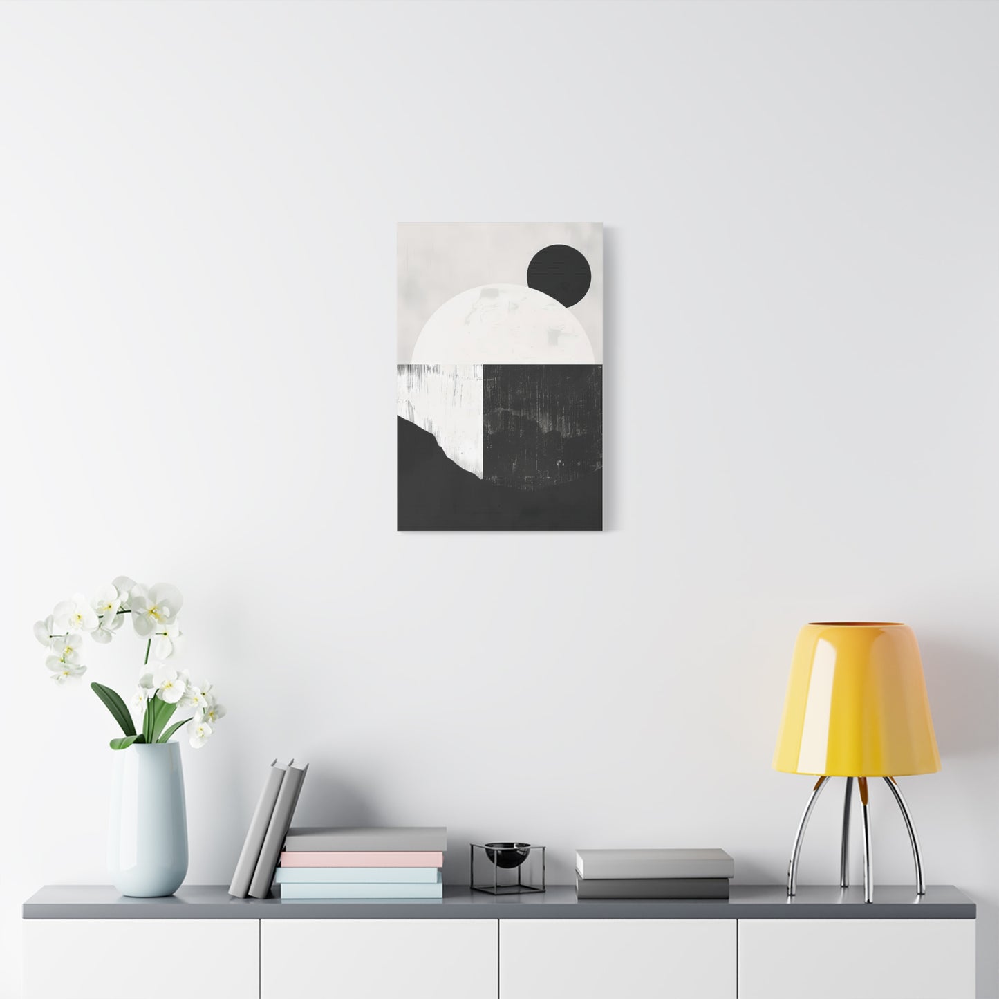 Monochrome Geometric Landscape Canvas