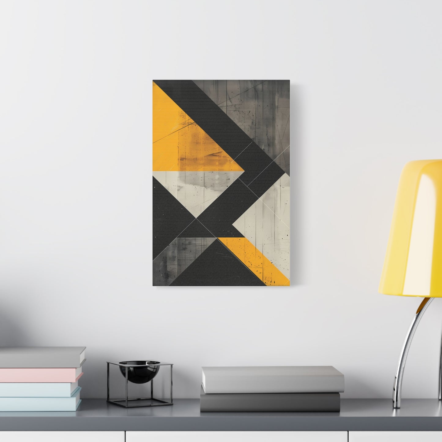Golden Angles — Modern Yellow Geometric Abstract Wall Art