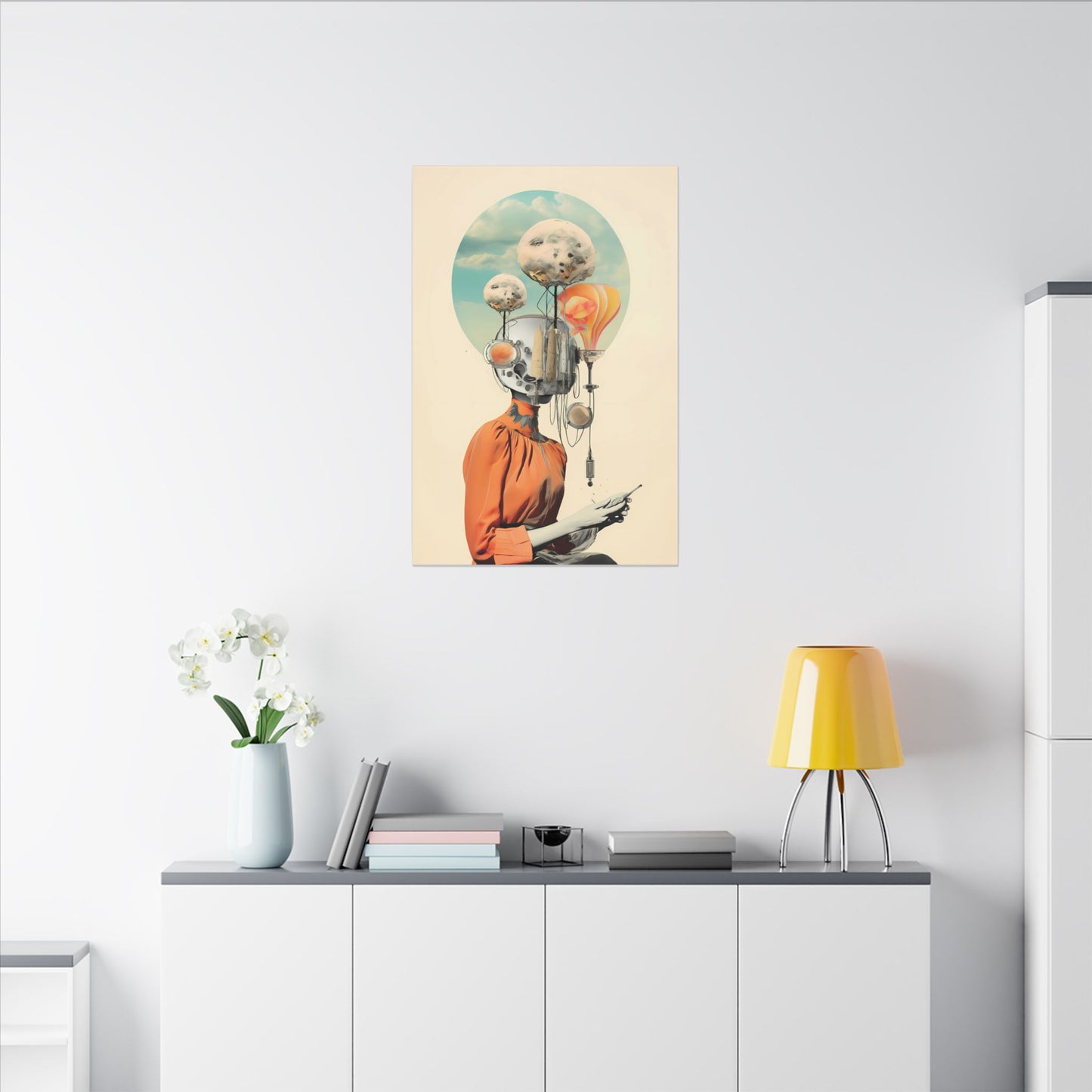 The Contemplative Automaton Canvas Art: Surreal Portrait