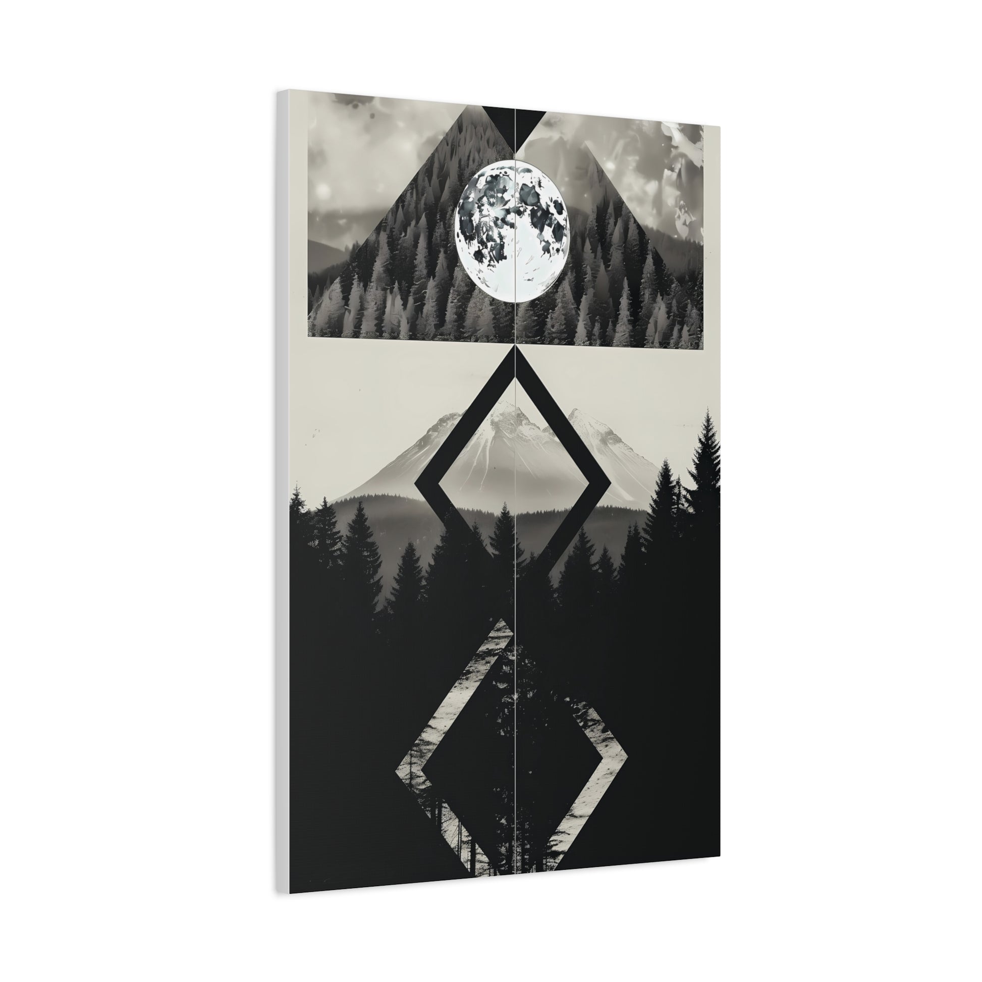 Black and White Mountain Canvas Art Print