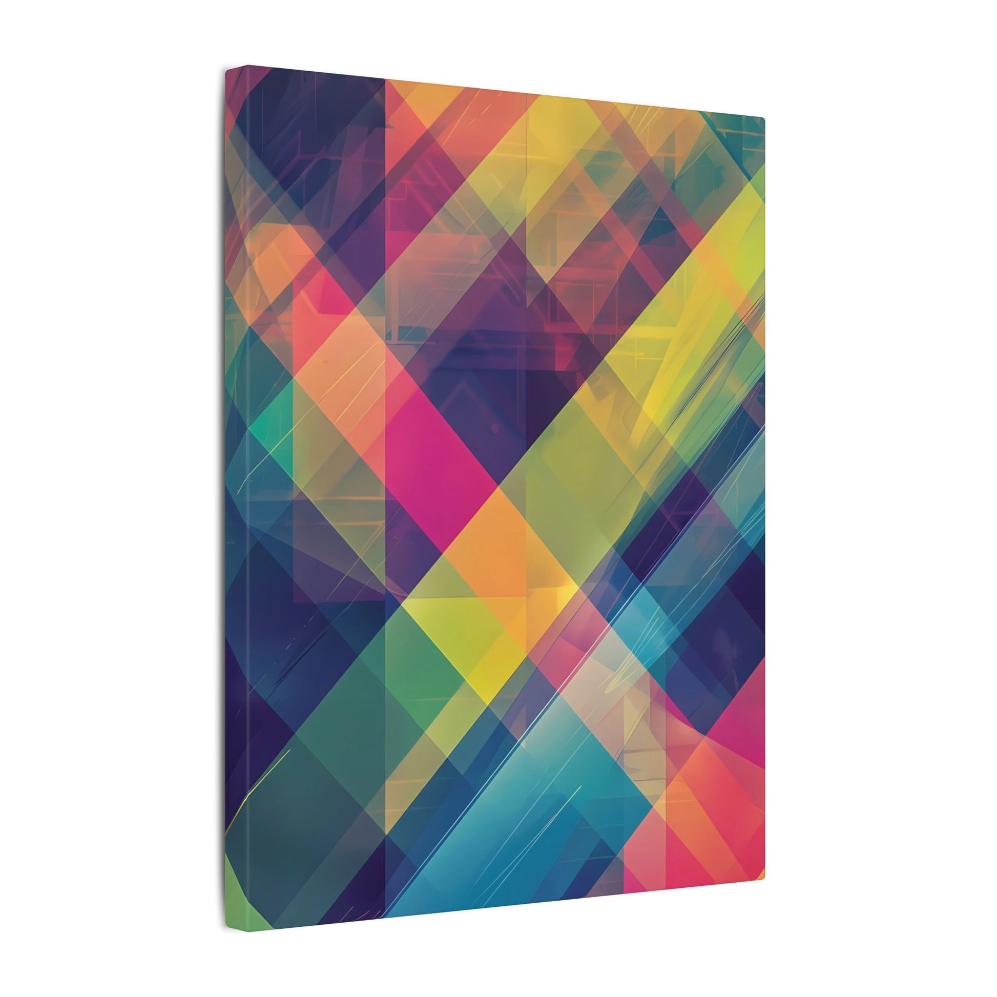 Chromatic Explosion Canvas Art: Abstract Geometric Overlap