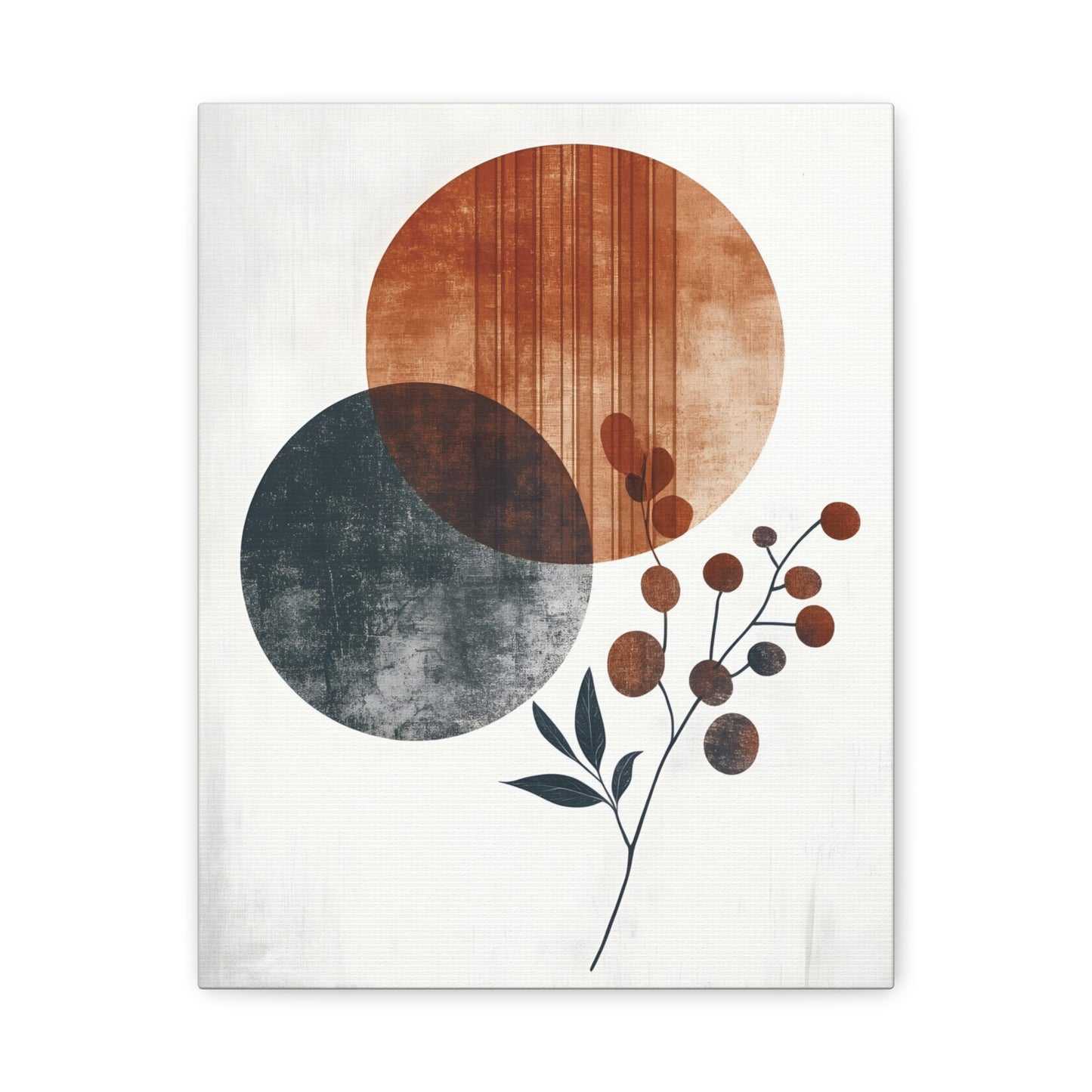Terracotta and Charcoal Abstract Circle Print