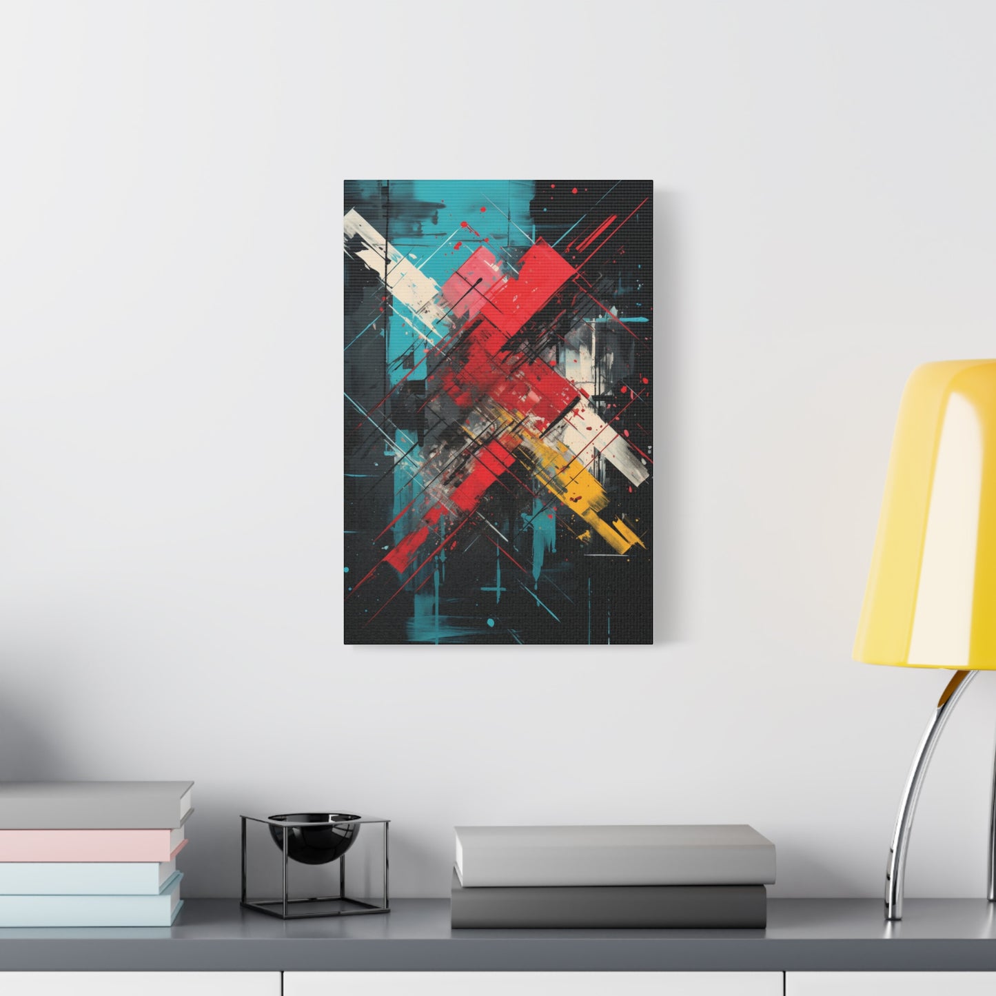 Crimson Impact — Bold Geometric Abstract Wall Art