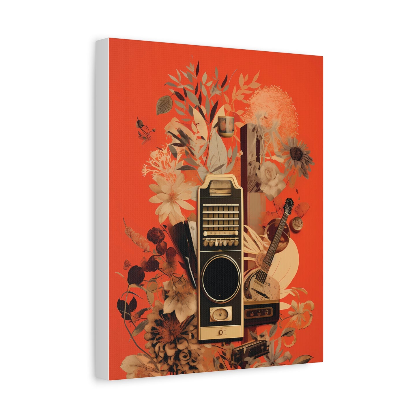 Vibrant Music-Themed Canvas Art, Floral Wall Decor