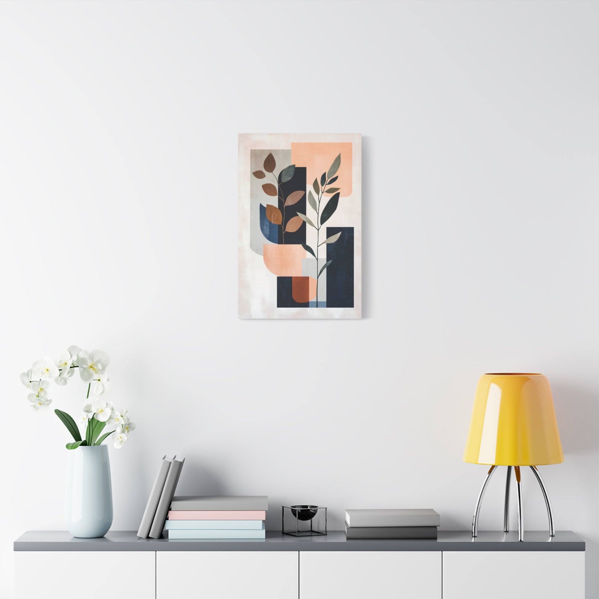 Geometric Shapes with Leaf Illustration Print