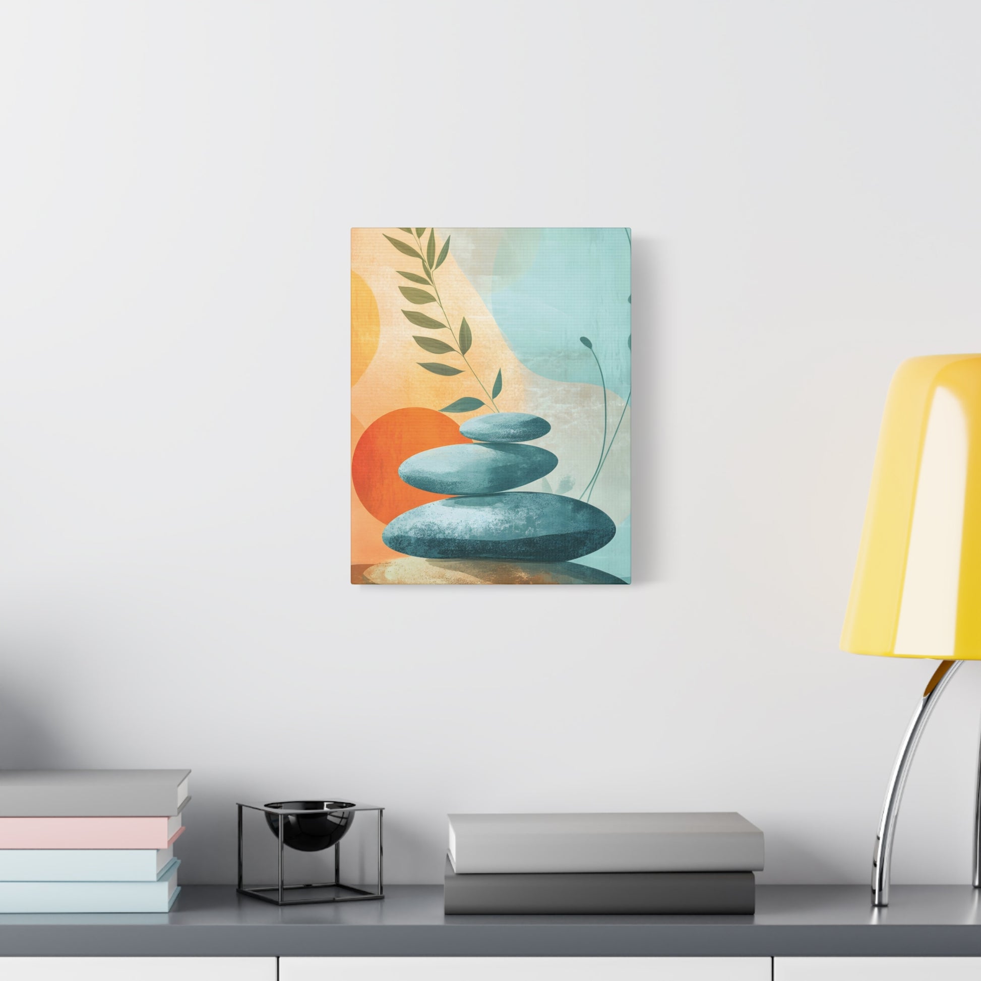Zen Stack Abstract Canvas Wall Art — Tranquil Stones & Sun Matte Stretched Canvas