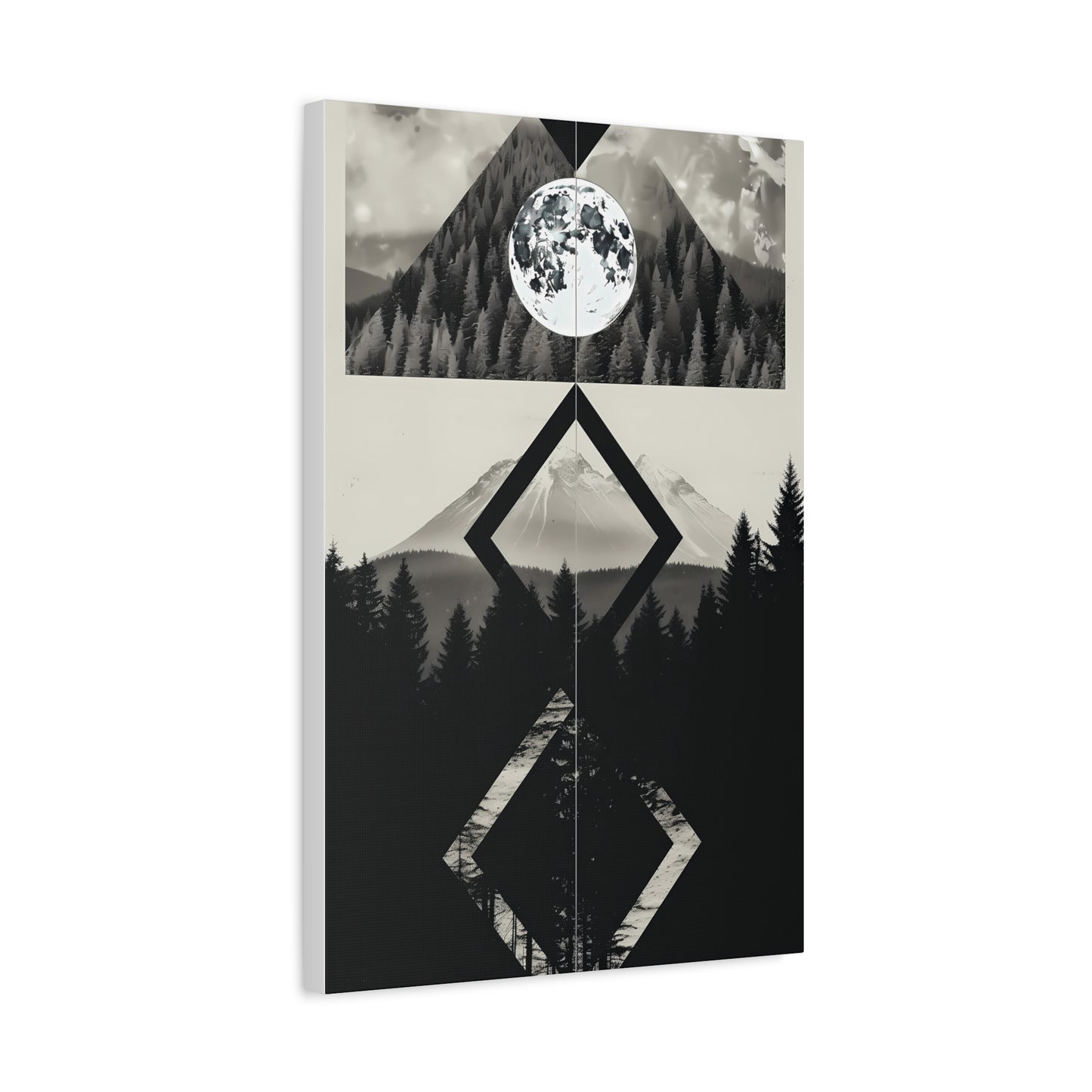 Black and White Mountain Canvas Art Print