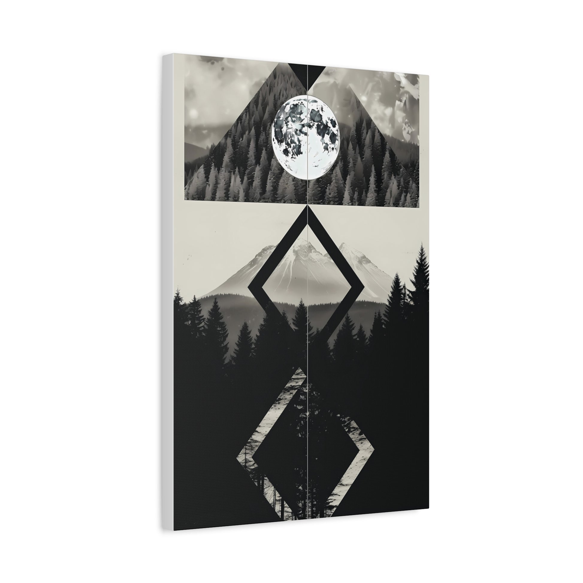 Black and White Mountain Canvas Art Print