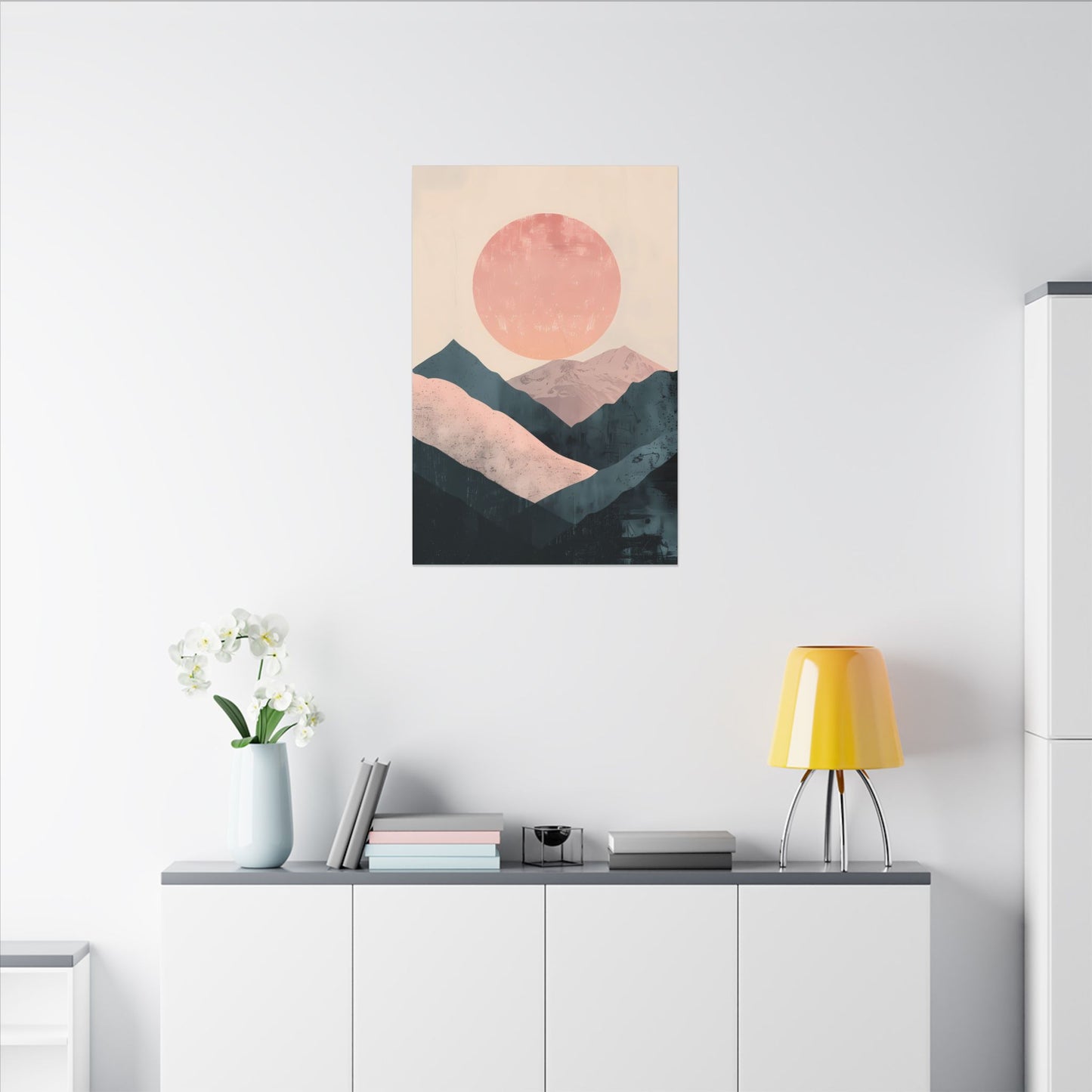 Desert Serenity Canvas Art: Dusty Rose Mountain Sunset
