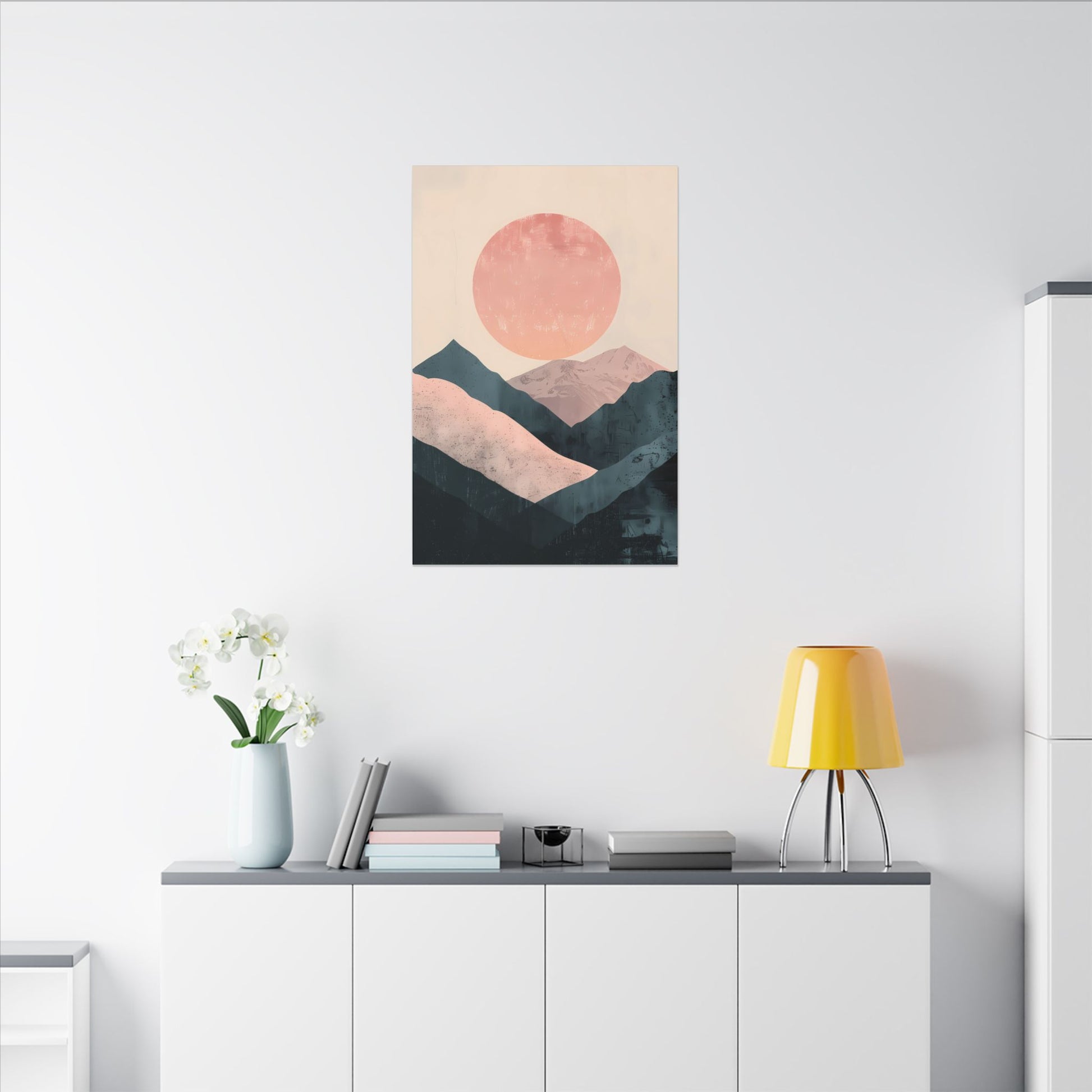 Desert Serenity Canvas Art: Dusty Rose Mountain Sunset
