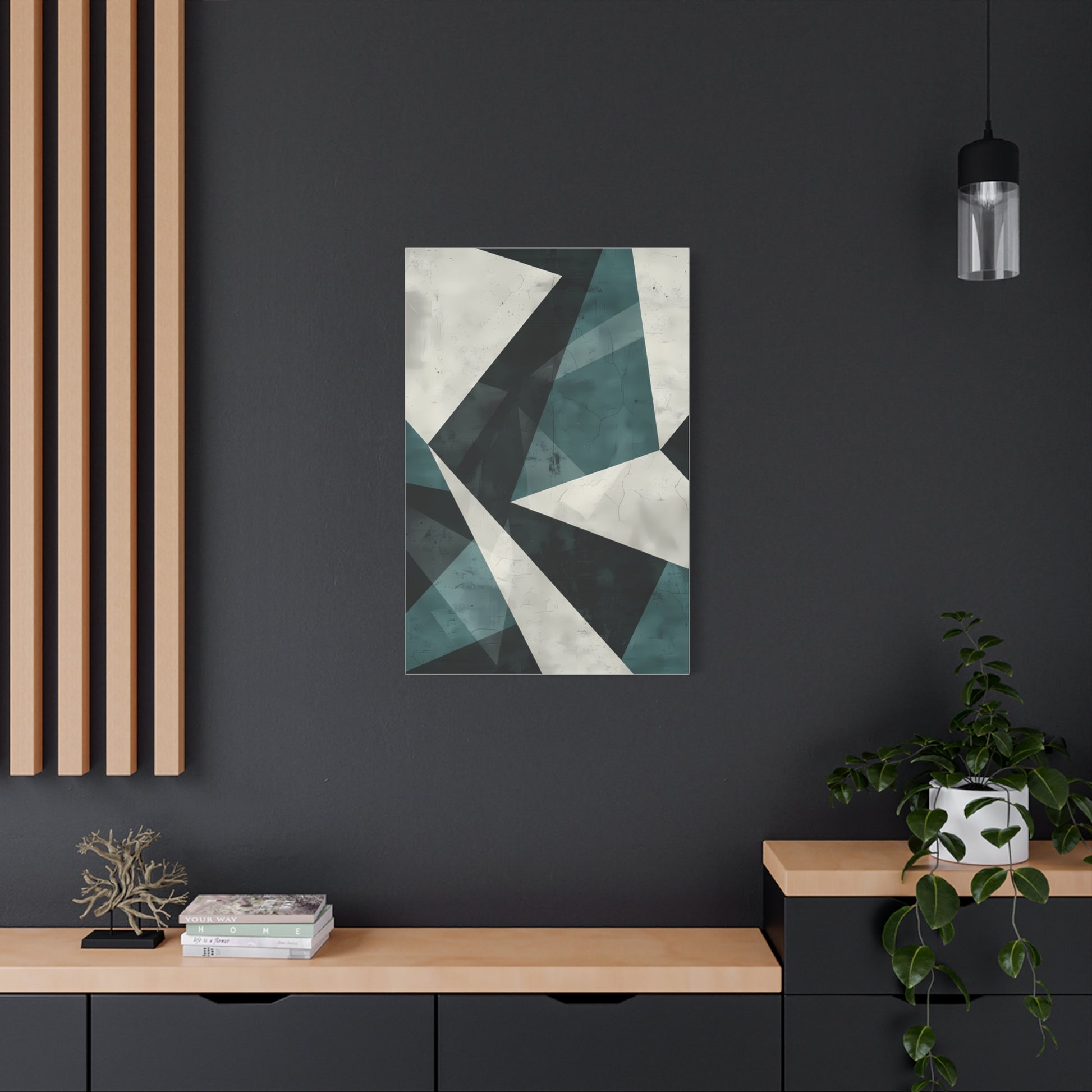 Fractured Teal — Abstract Geometric Art Print