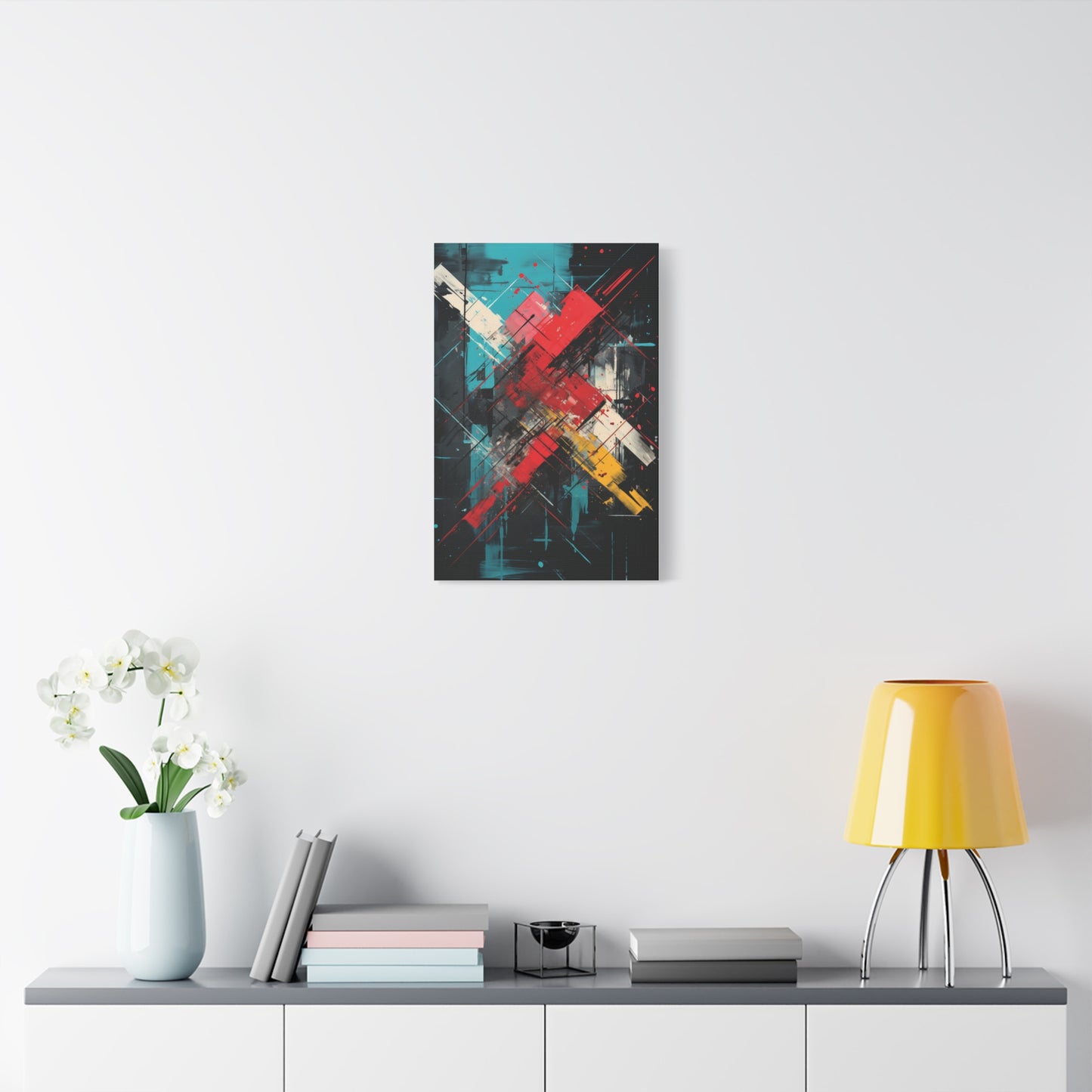 Crimson Impact — Bold Geometric Abstract Wall Art