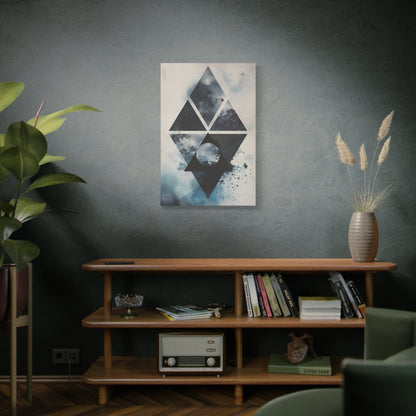Geometric Galaxy Canvas Wall Art — Abstract Triangle Moon Print