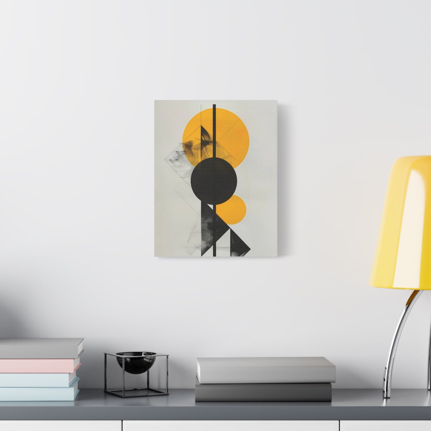 Bauhaus Circles — Yellow and Black Minimalist Print