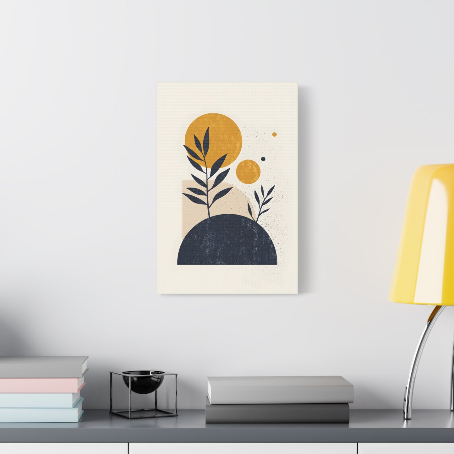 Minimalist Sun and Leaves Illustration