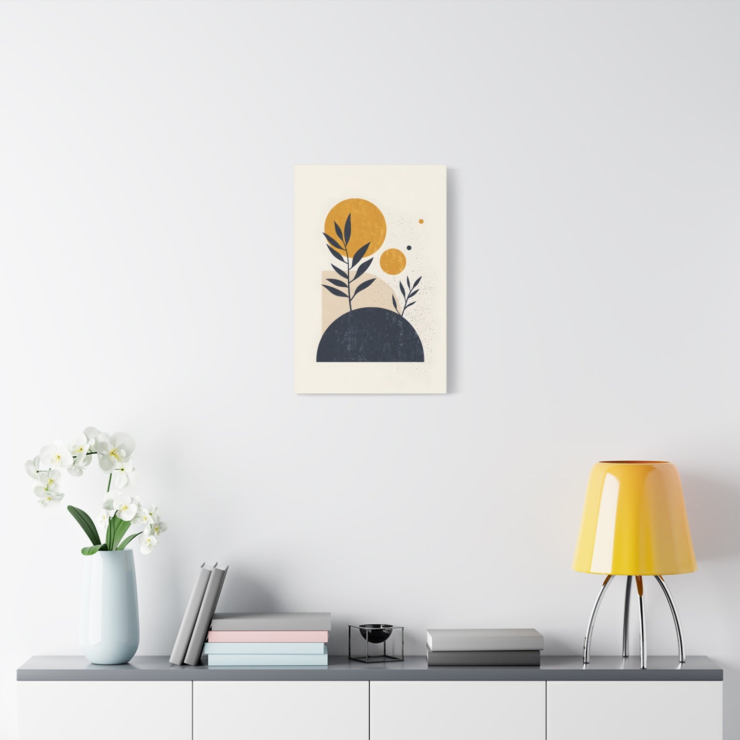 Minimalist Sun and Leaves Illustration