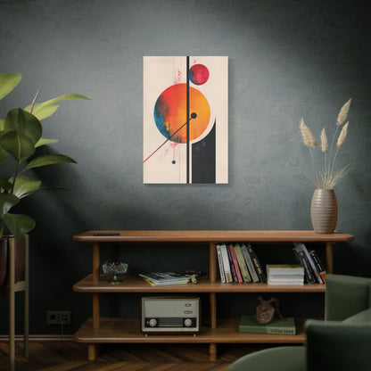 Abstract Geometric Canvas Art — Colorful Retro Sun & Planets Matte Stretched Canvas