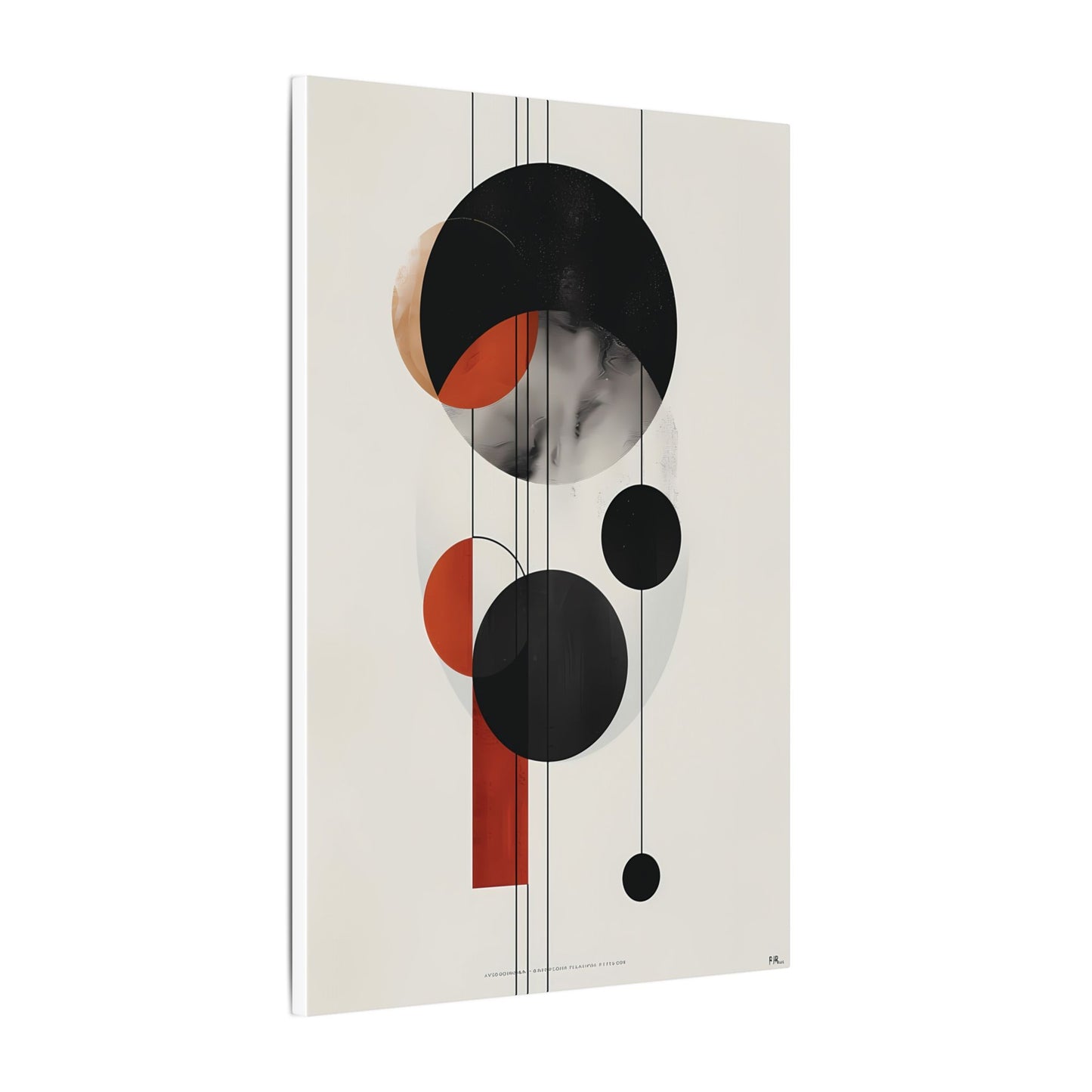 Modern Abstract Geometric Canvas Print: Black, Terracotta & Red Circles