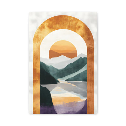 Sunset Arch Landscape Canvas Print — Abstract Mountain Lake Wall Art