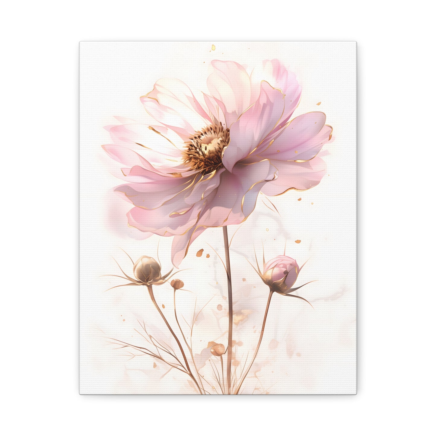 Romantic Blush Floral Illustration with Gold Details