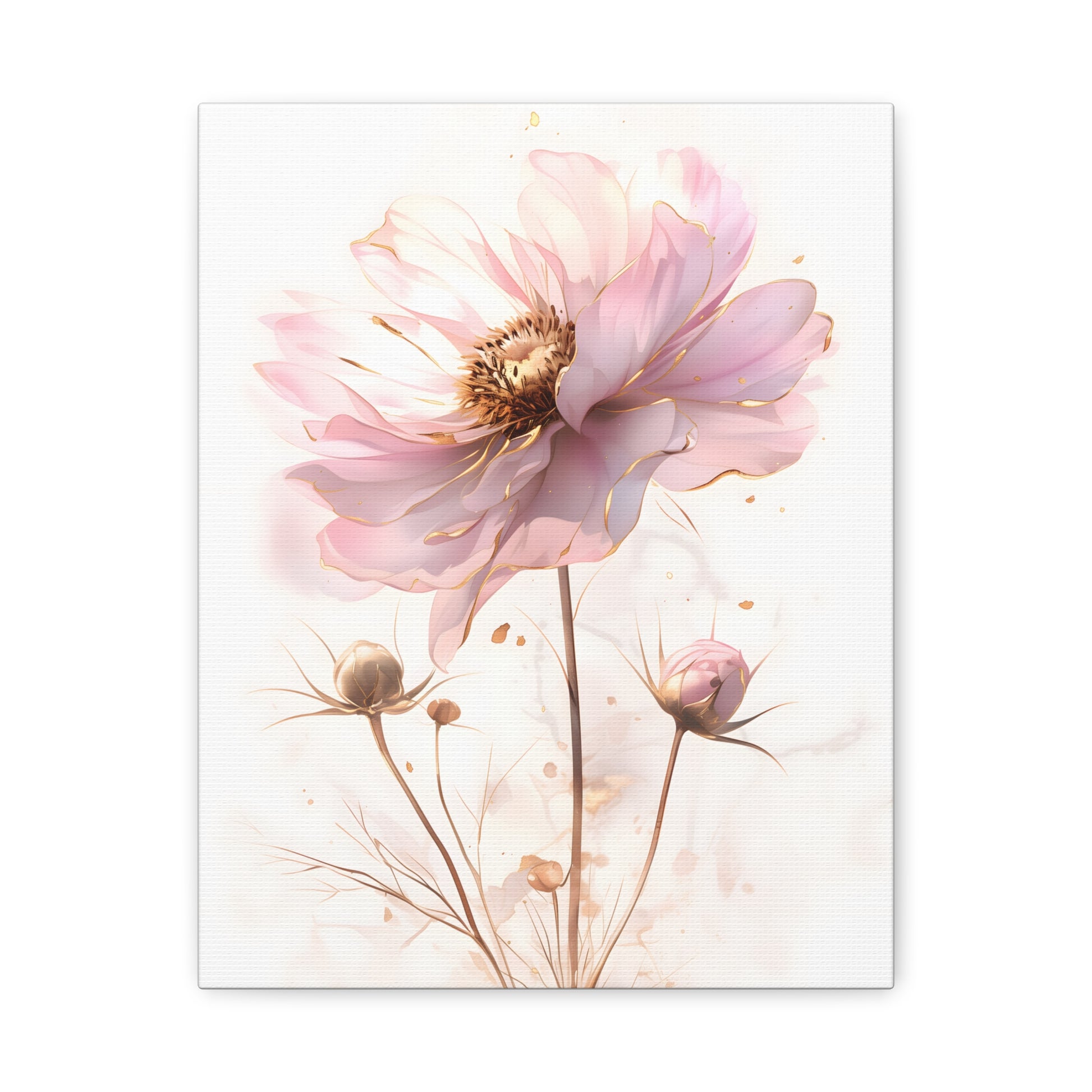 Romantic Blush Floral Illustration with Gold Details