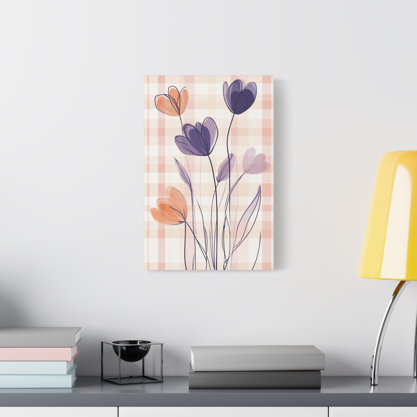 Plaid Garden — Abstract Floral Line Art Print