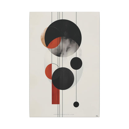 Modern Abstract Geometric Canvas Print: Black, Terracotta & Red Circles