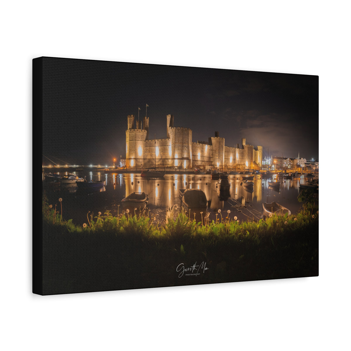 Caernarfon Castle at Night By Photographer Gareth Mon Jones | Illuminated Castle Reflections on the Menai Strait