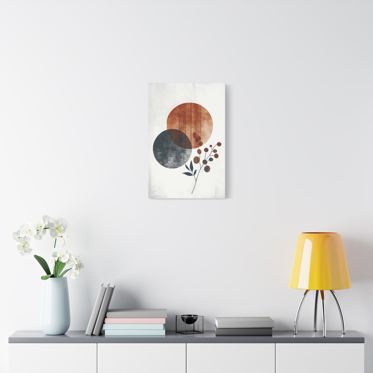 Terracotta and Charcoal Abstract Circle Print