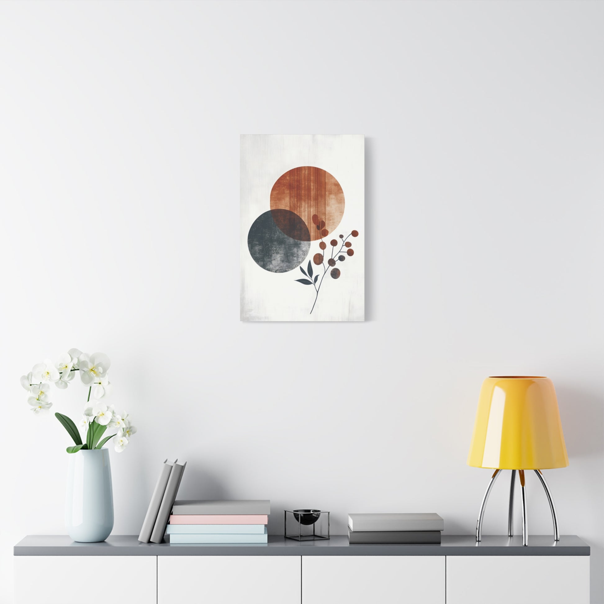 Terracotta and Charcoal Abstract Circle Print