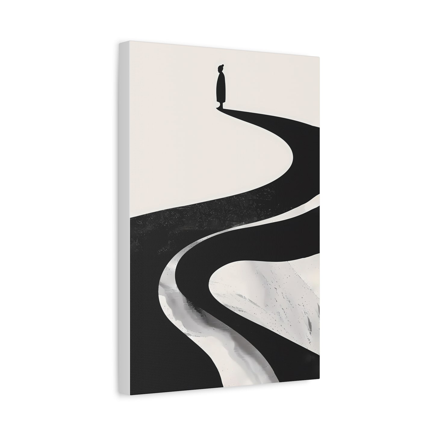 Minimalist Canvas Wall Art — Lone Figure on Winding Path Matte Stretched Canvas
