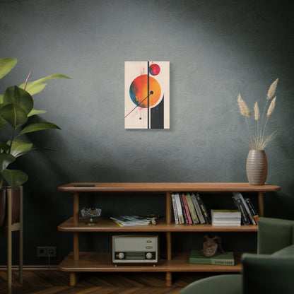 Abstract Geometric Canvas Art — Colorful Retro Sun & Planets Matte Stretched Canvas