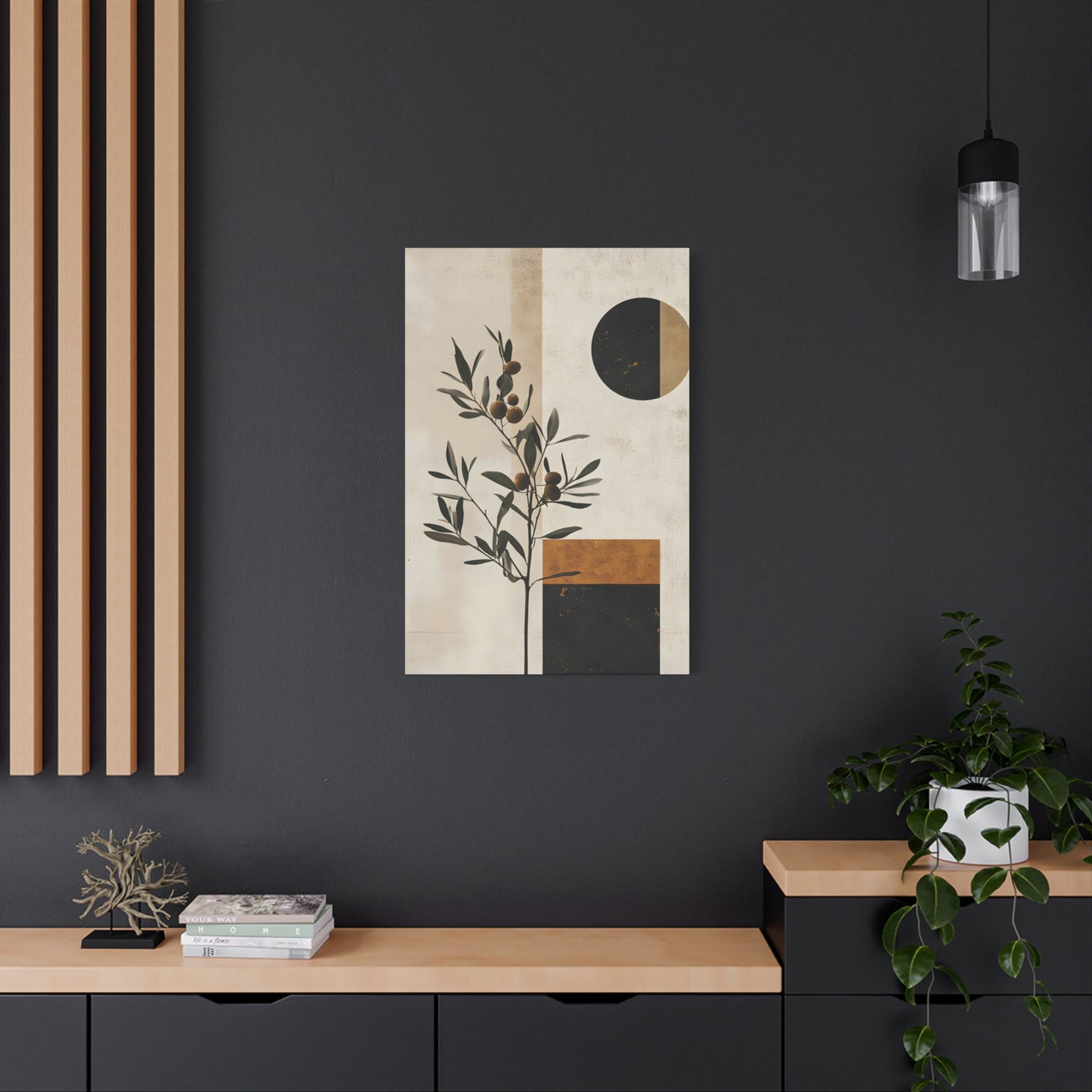 Modern Olive Branch Canvas Art — Minimalist Botanical Wall Decor