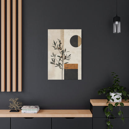 Modern Olive Branch Canvas Art — Minimalist Botanical Wall Decor