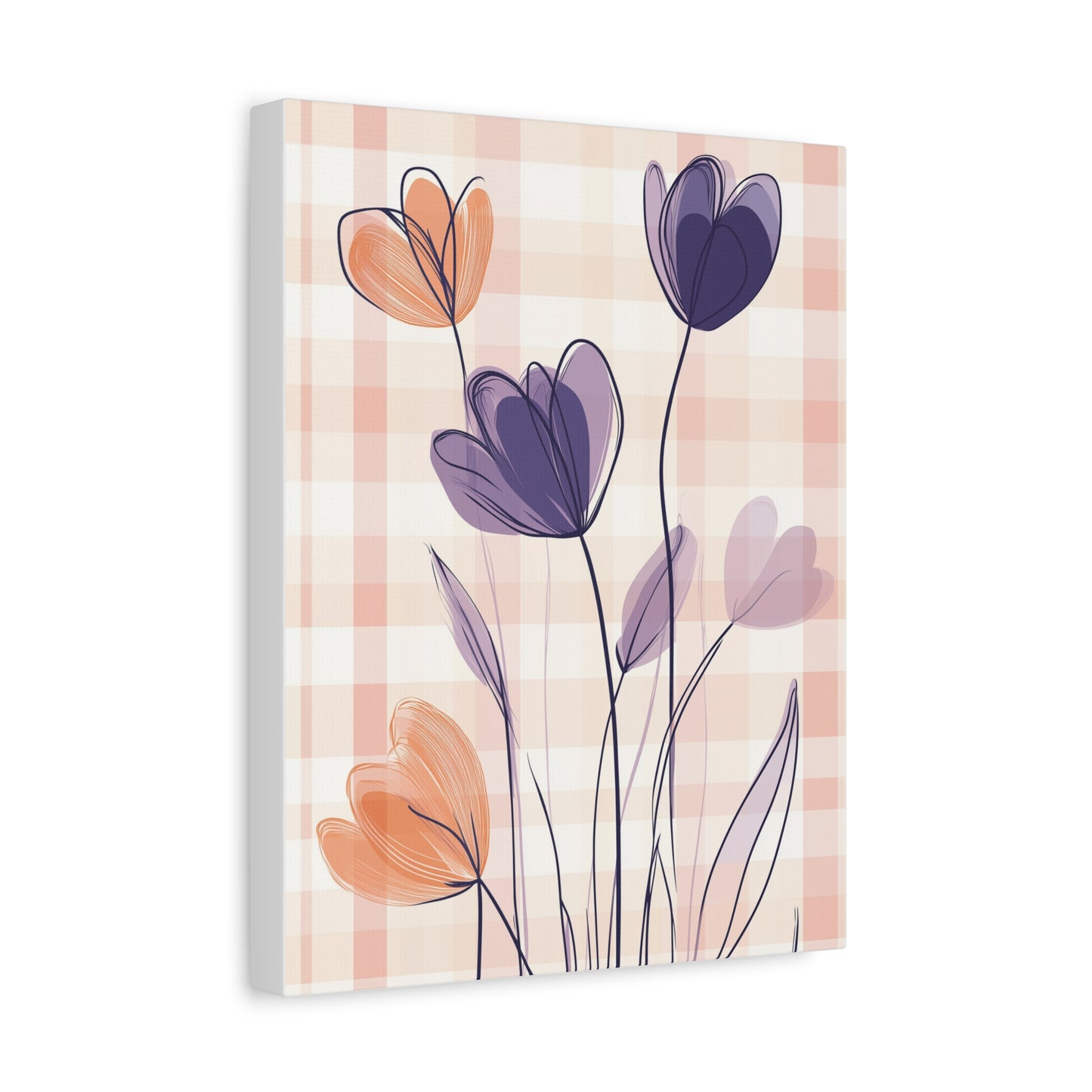 Plaid Garden — Abstract Floral Line Art Print