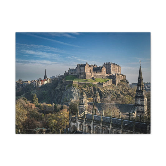 Edinburgh Castle in Sunlight, Scotland – Canvas Print by Fergus King