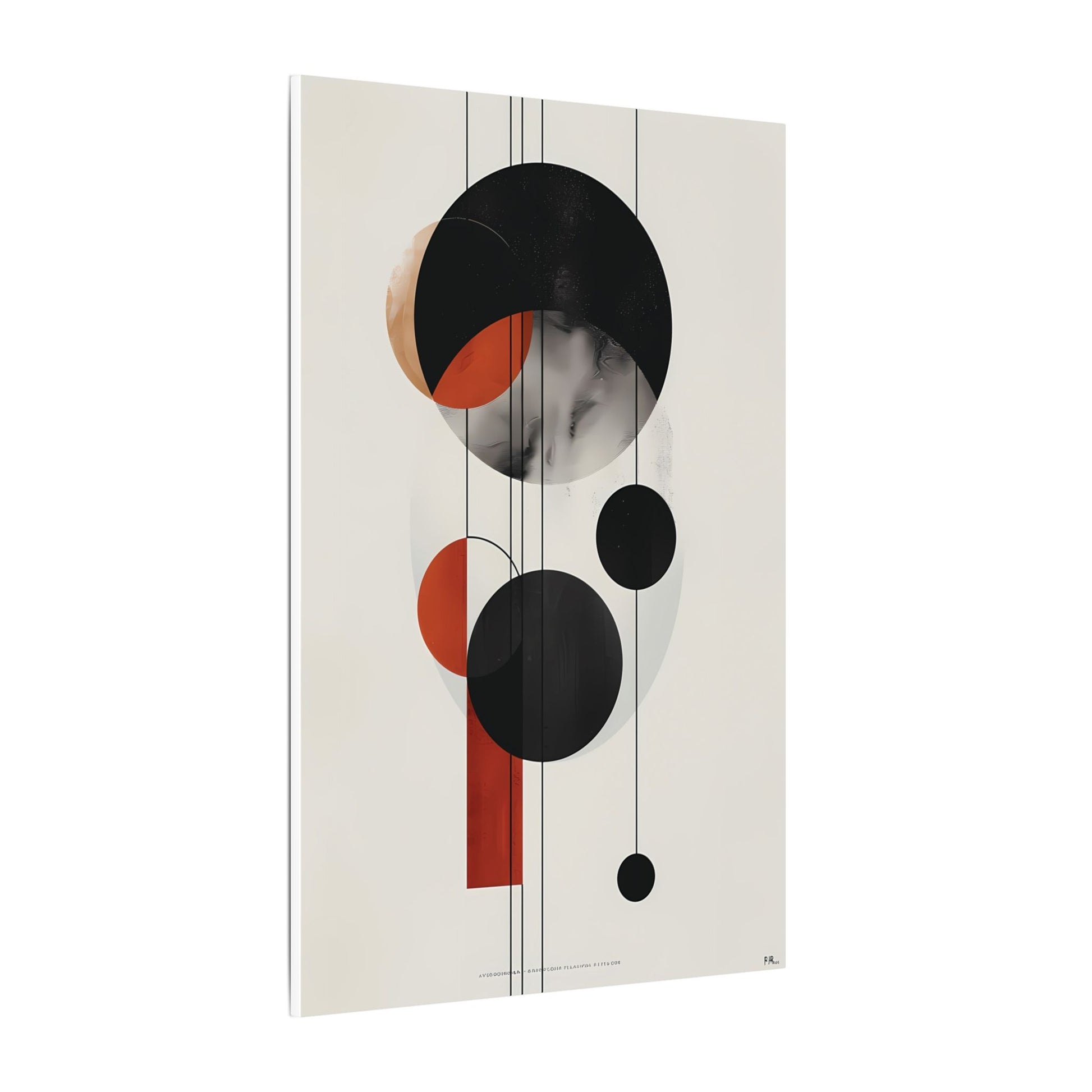 Modern Abstract Geometric Canvas Print: Black, Terracotta & Red Circles